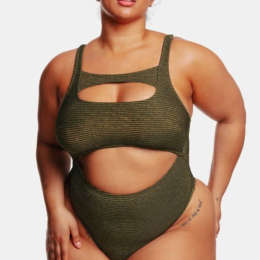 Cupshe Ribbed Cutout One-Piece Swimsuit Size 3X | NWT | Plus Size